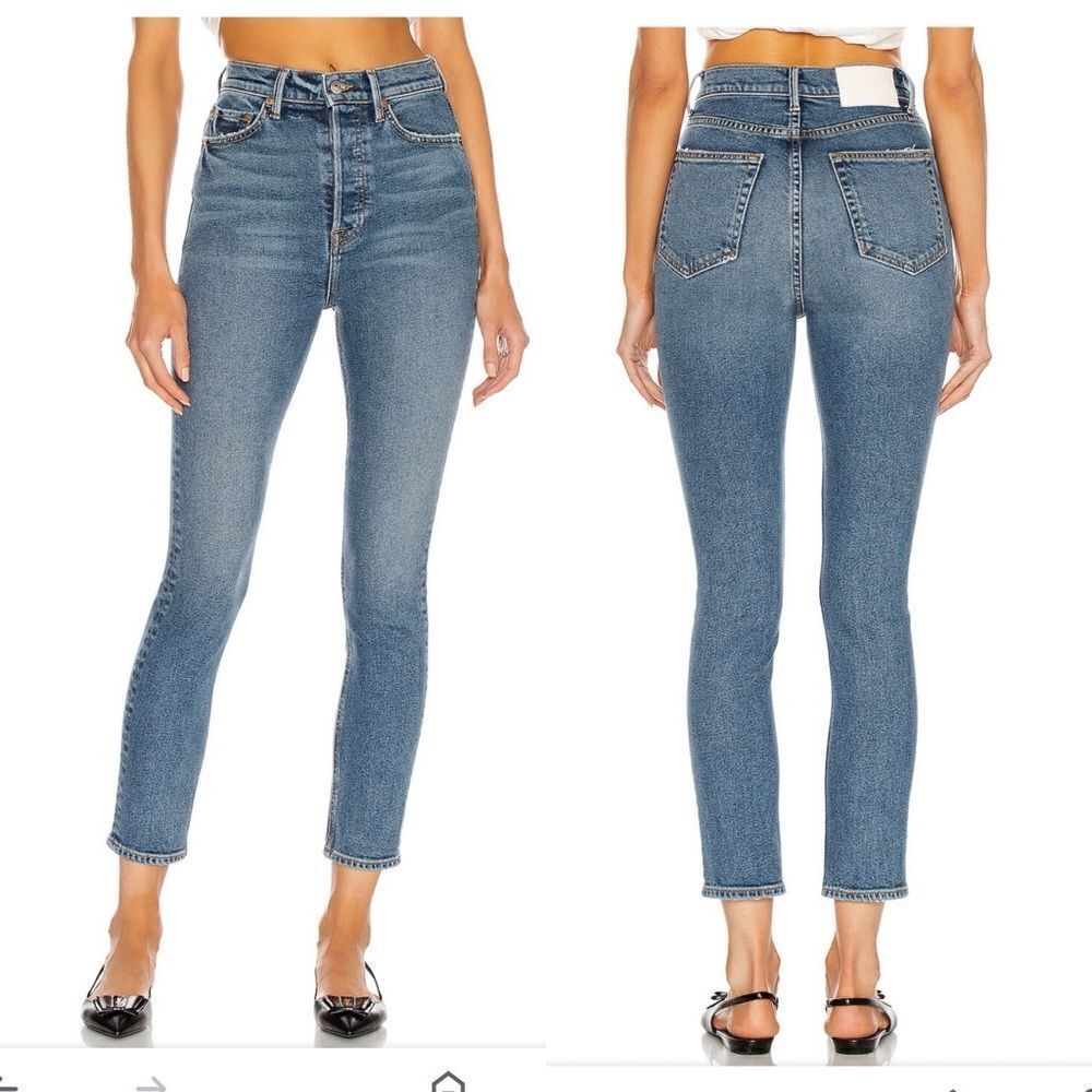 GRLFRND sz 28 Piper Jeans High Rise Skinny in Blue Denim laurel canyon FWRD NWT